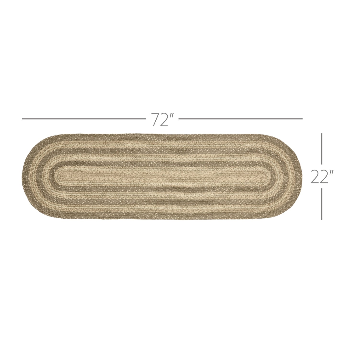 Cobblestone Jute Rug/Runner Oval w/ Pad 22x72