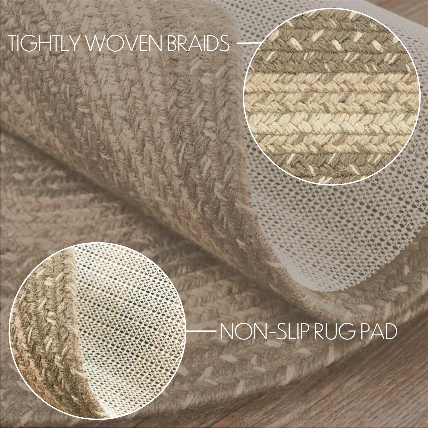 Cobblestone Jute Rug Oval w/ Pad 60x96