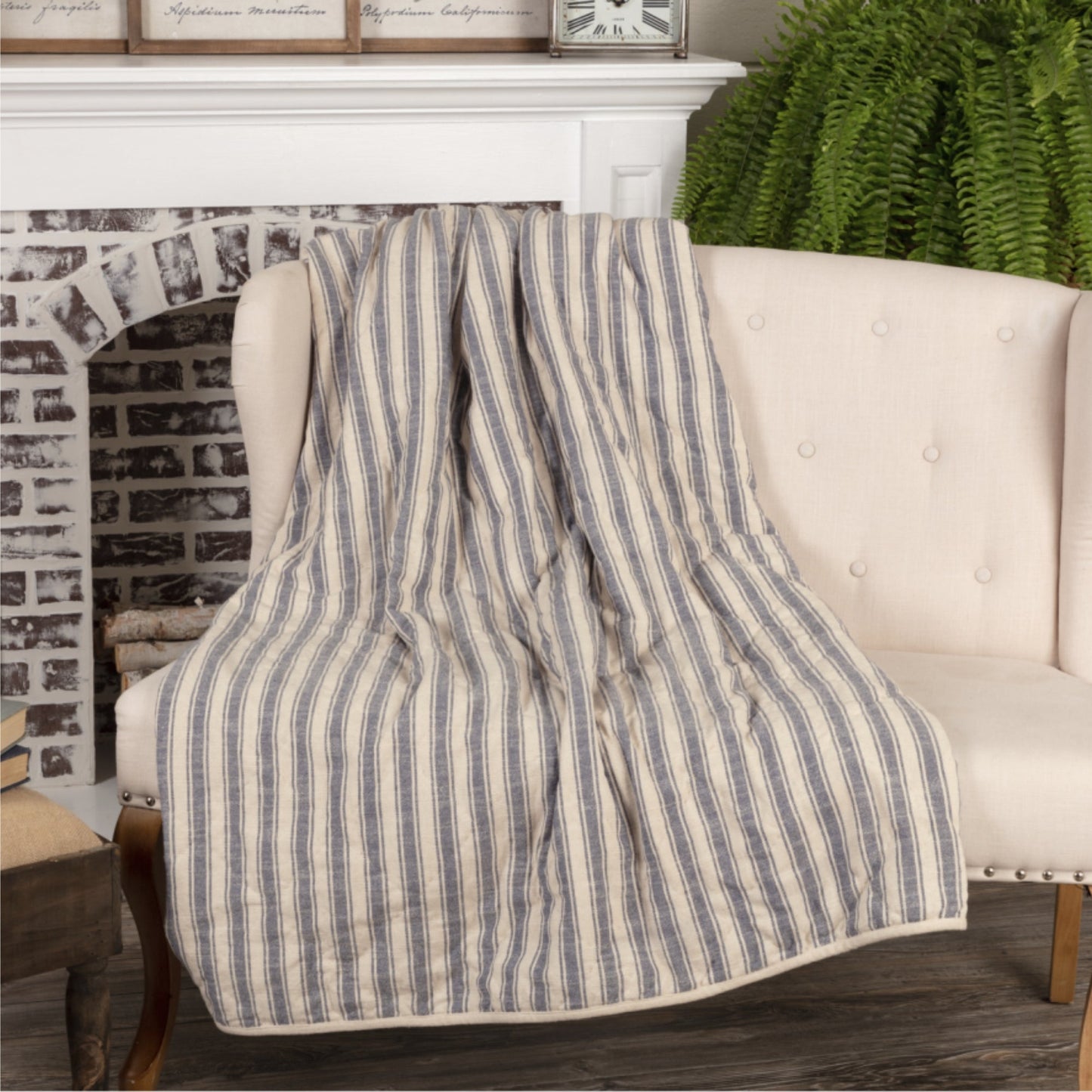 Market Place Blue Quilted Throw 70Lx55W