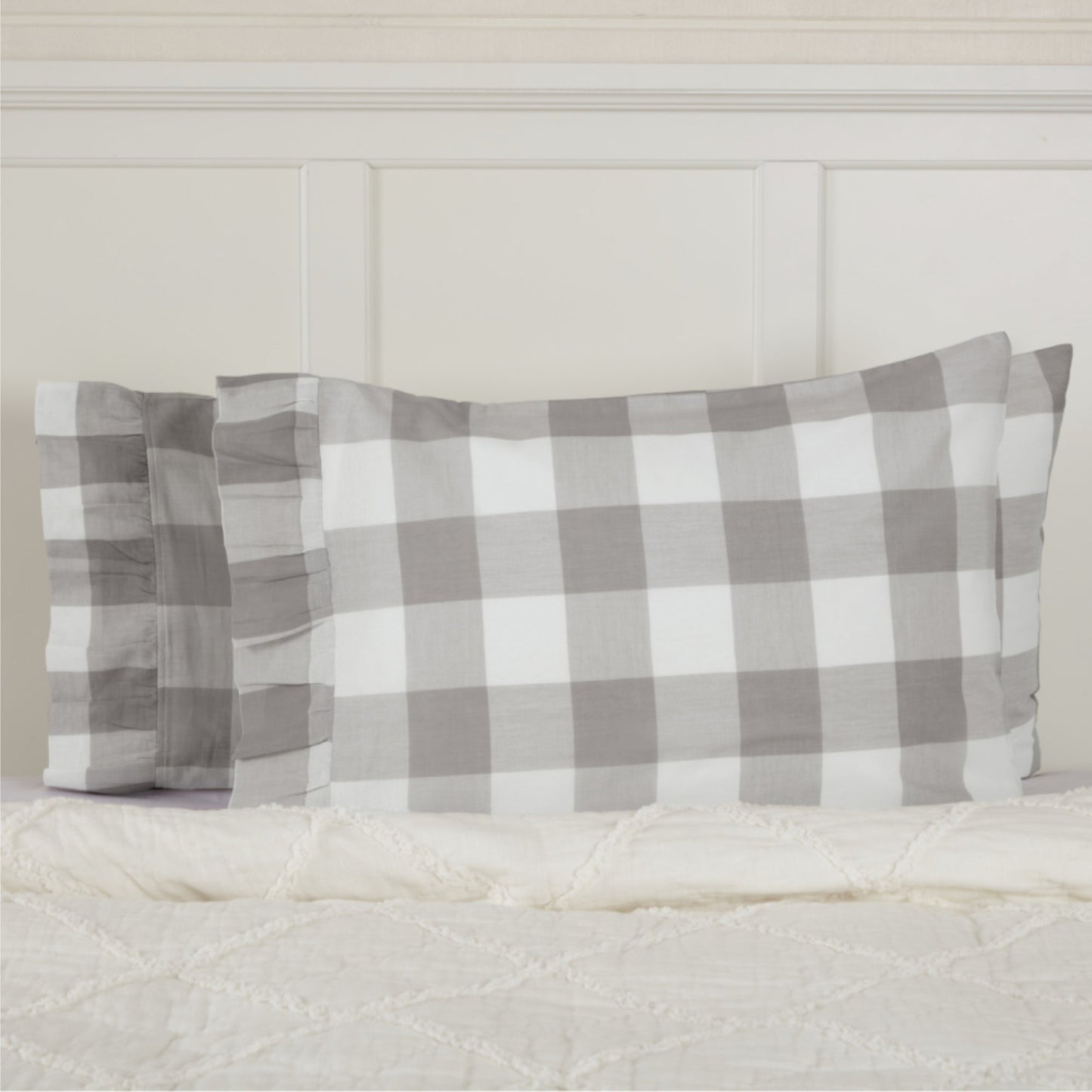 Madison Check Gray Standard Pillow Case Set of 2 +4
