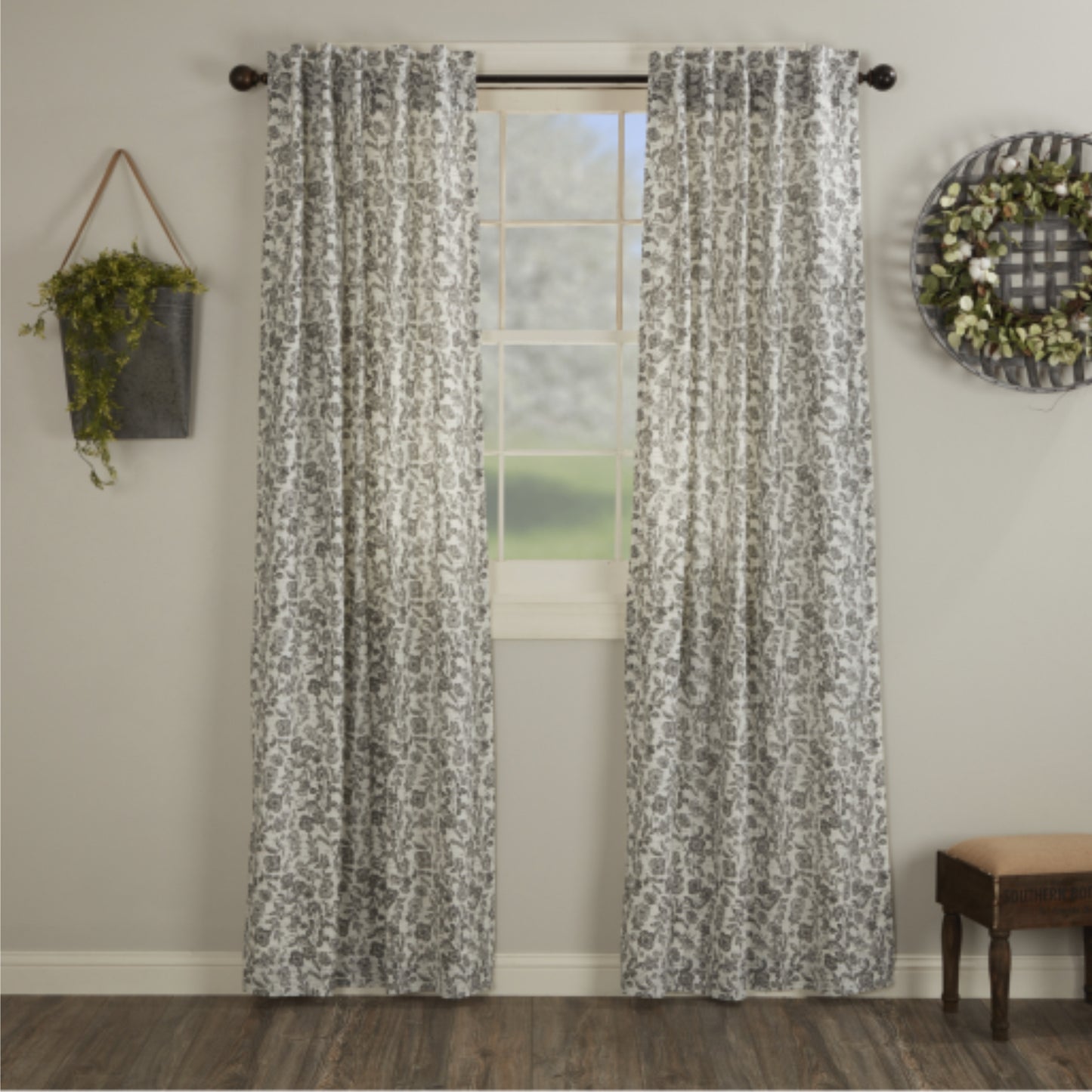 Gray Gables Floral Panel Set of 2 96Lx40W