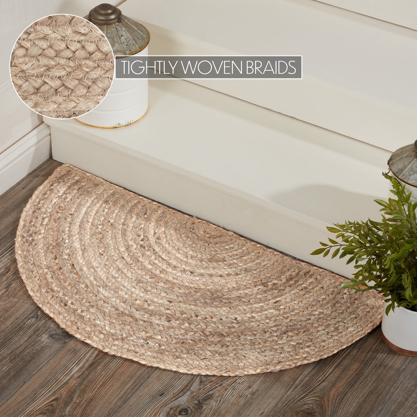 Natural Jute Rug Half Circle 16.5x33