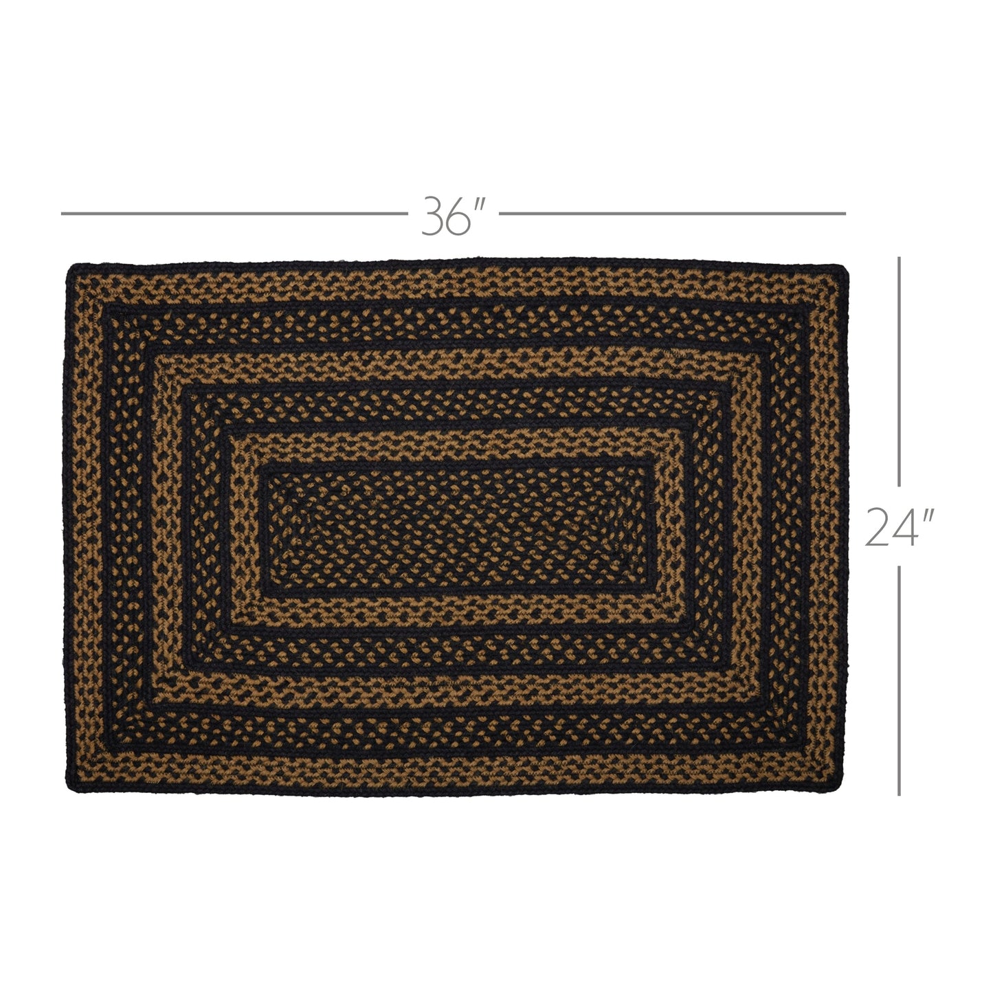 Black & Tan Jute Rug Rect 24x36