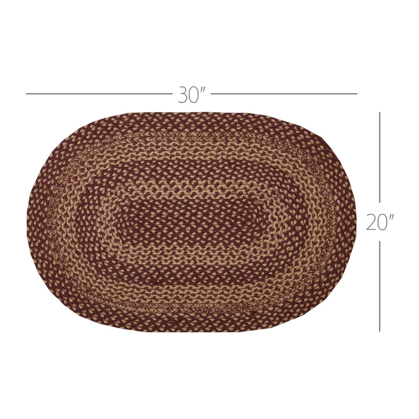 Burgundy Tan Jute Rug Oval 20x30