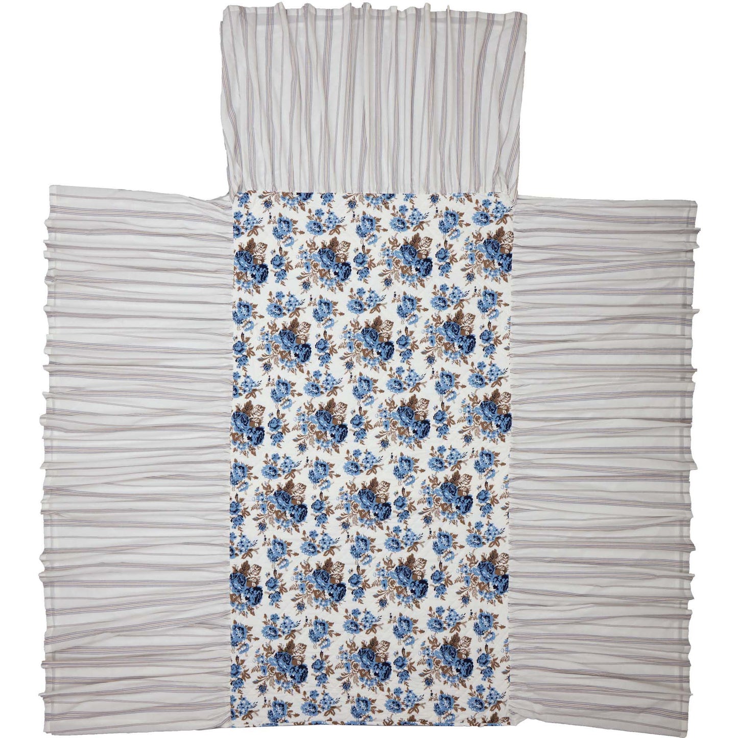 Annie Blue Floral Ruffled Twin Coverlet 76x39+27