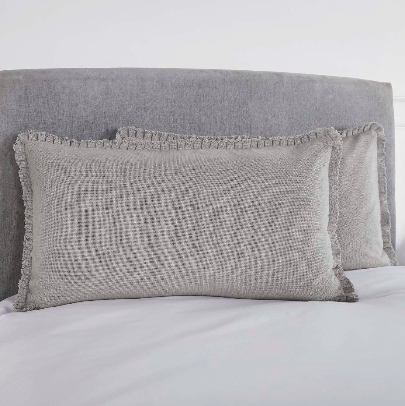Burlap Dove Grey King Sham w/ Fringed Ruffle