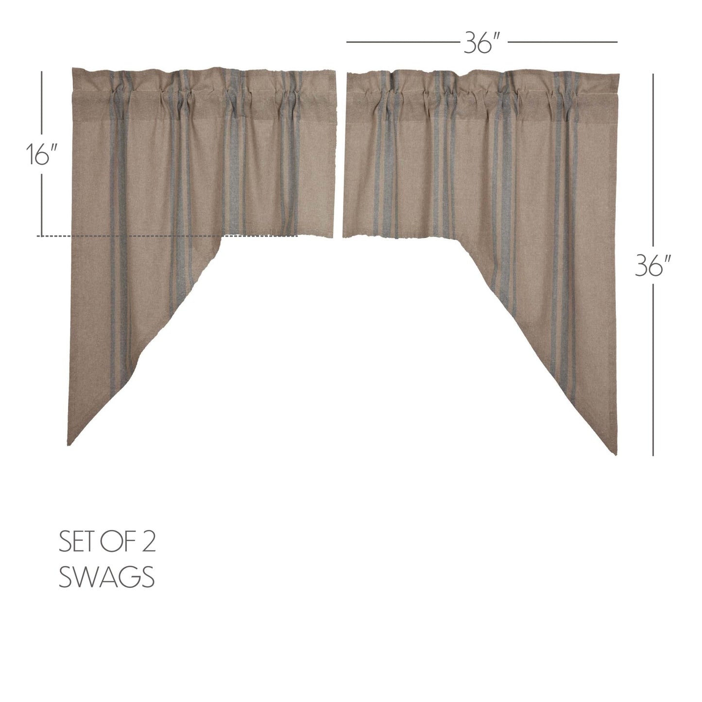 Grain Sack Blue Swag Set of 2 36x36x16