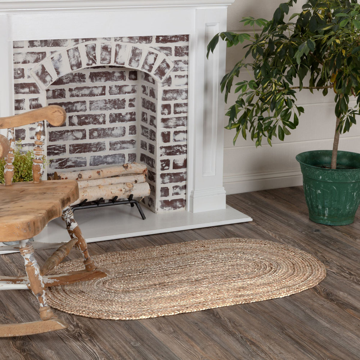 Natural Jute Rug Oval w/ Pad 27x48