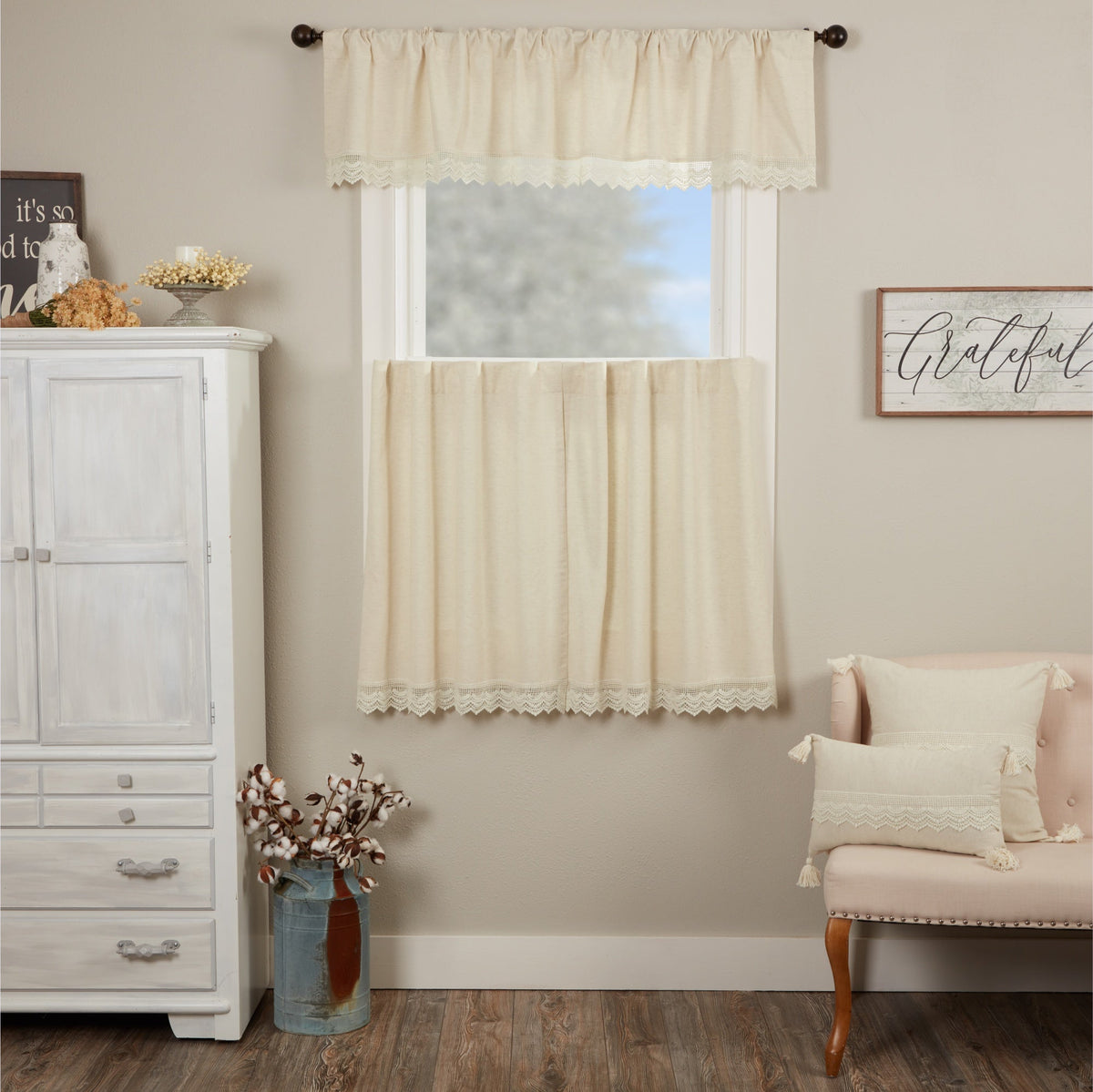 Flax and Lace Valance 16Lx72W
