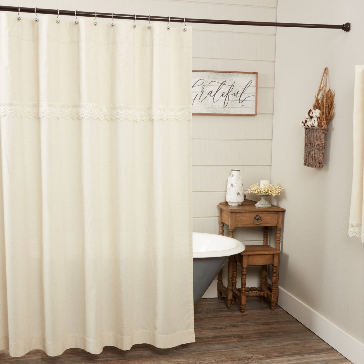 Flax and Lace Shower Curtain
