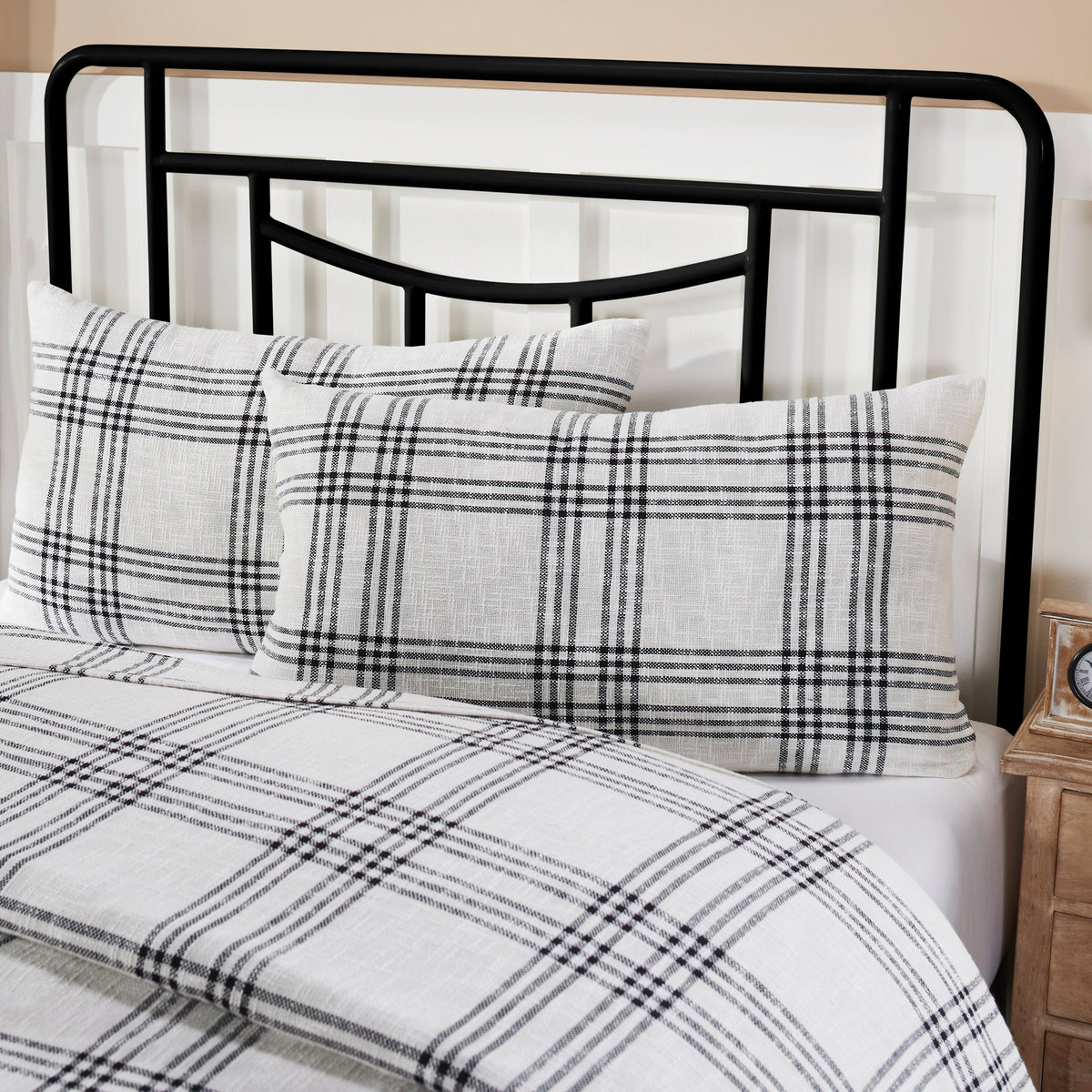 Black Plaid King Sham