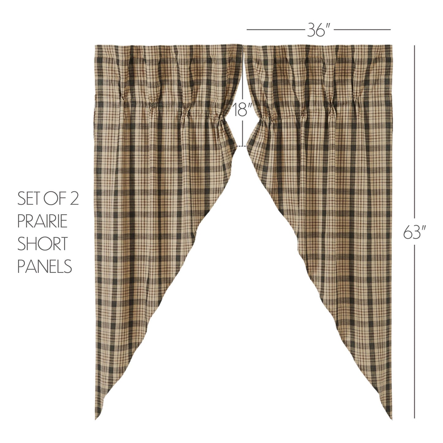 Cider Mill Plaid Prairie Short Panel Set of 2 63x36x18
