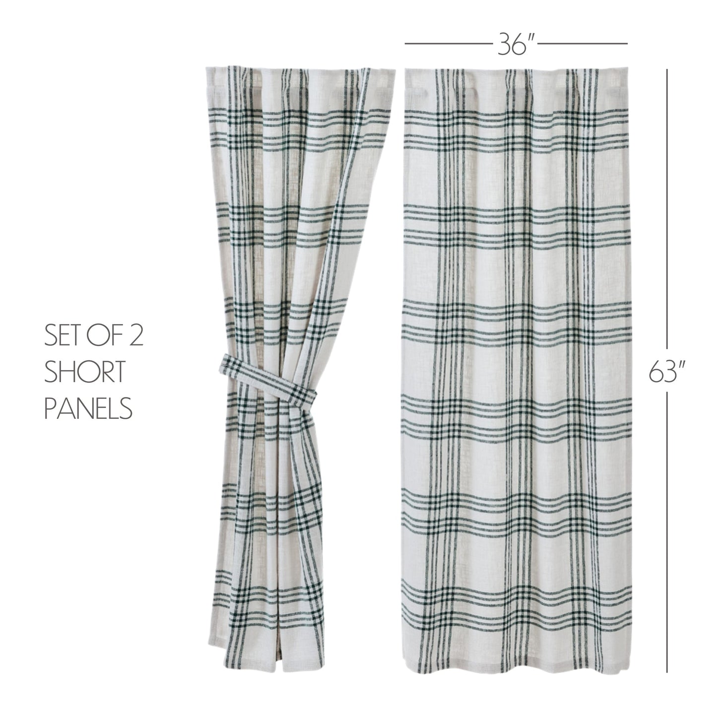Pine Grove Plaid Short Panel Set of 2 63x36
