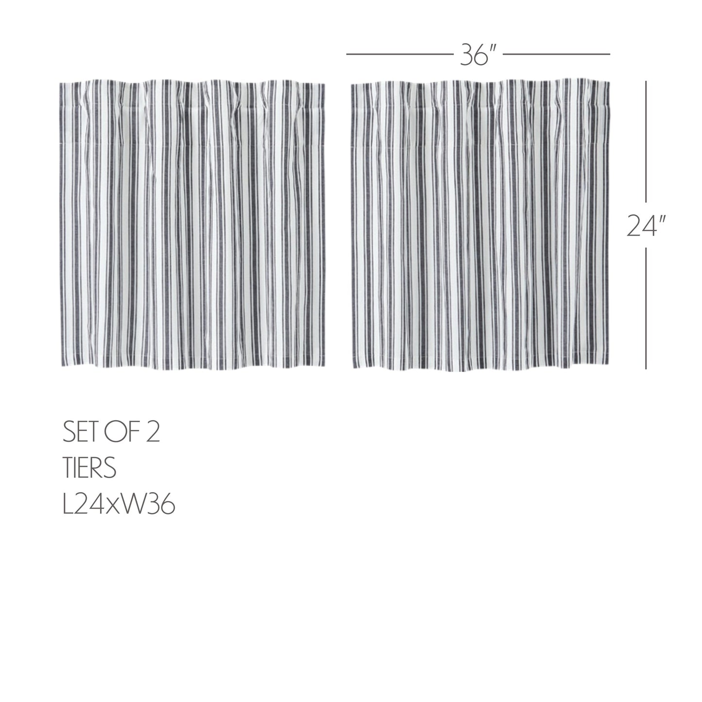 Sawyer Mill Black Ticking Stripe Tier Set of 2 L24xW36