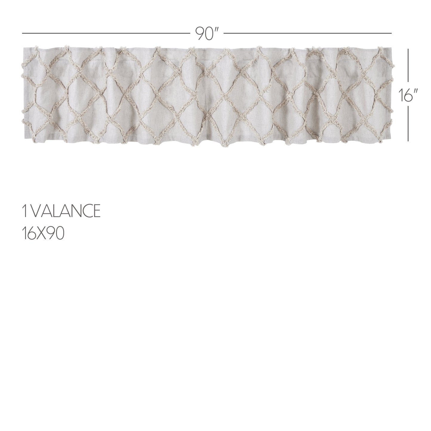 Frayed Lattice Oatmeal Valance 16x90