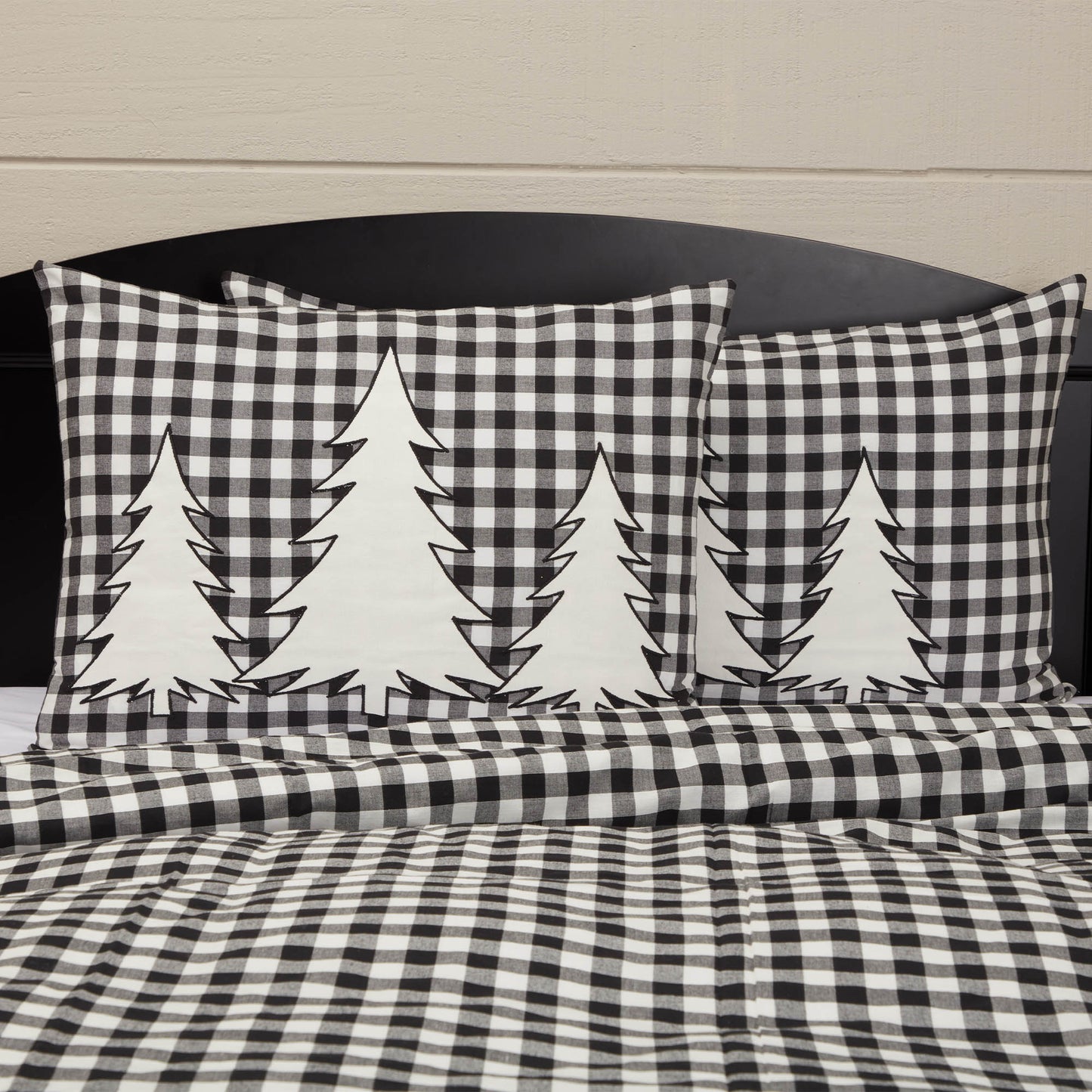 Vintage Check Black Tree King Sham 37Lx21W