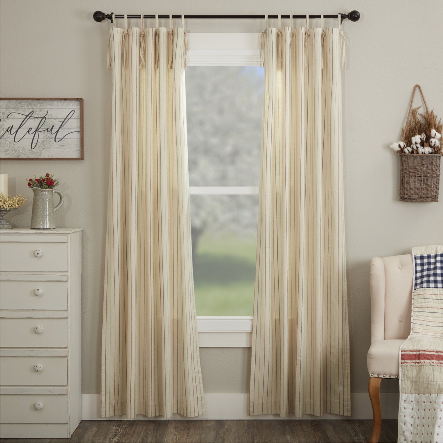 Betsy Stripe Tie Top Panel Set of 2 96Lx40W