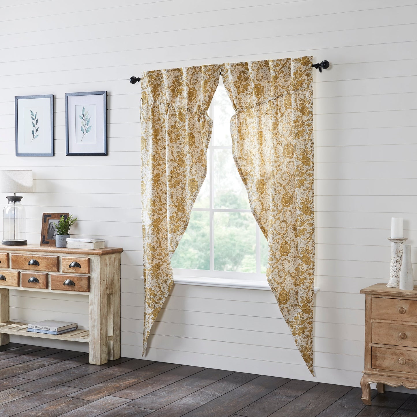 Dorset Gold Floral Prairie Long Panel Set of 2 84x36x18