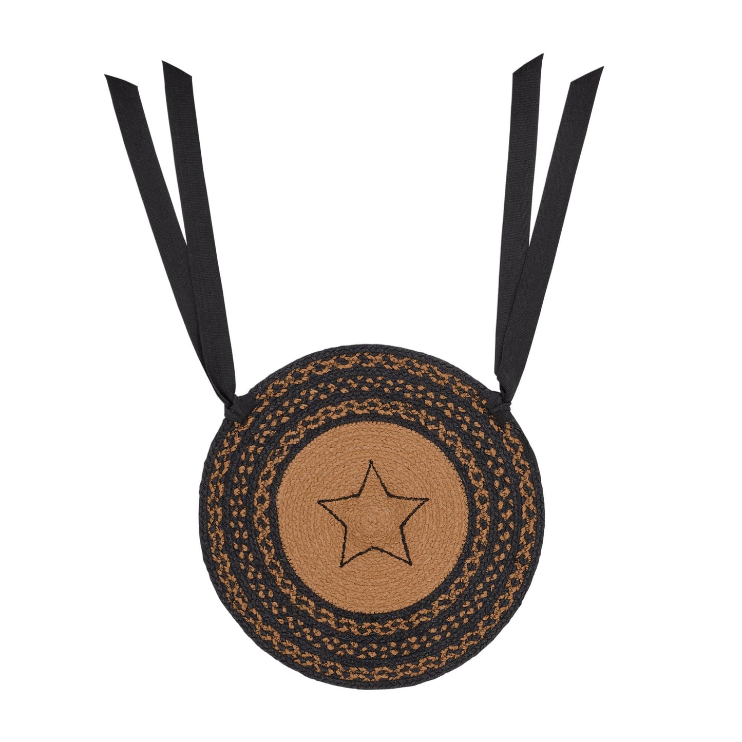 Farmhouse Jute Chair Pad Applique Star 15 inch Diameter