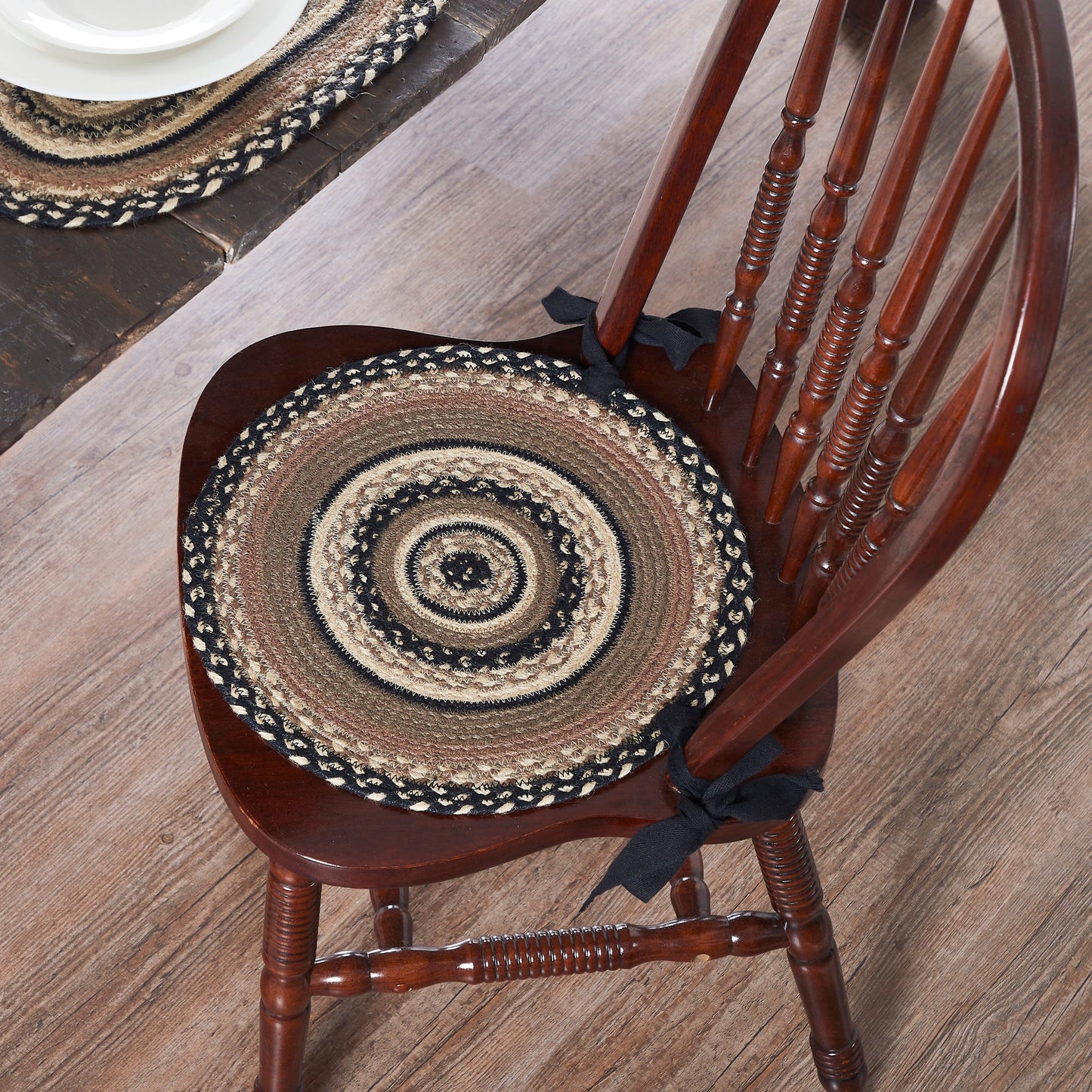 Sawyer Mill Charcoal Creme Jute Chair Pad Diameter