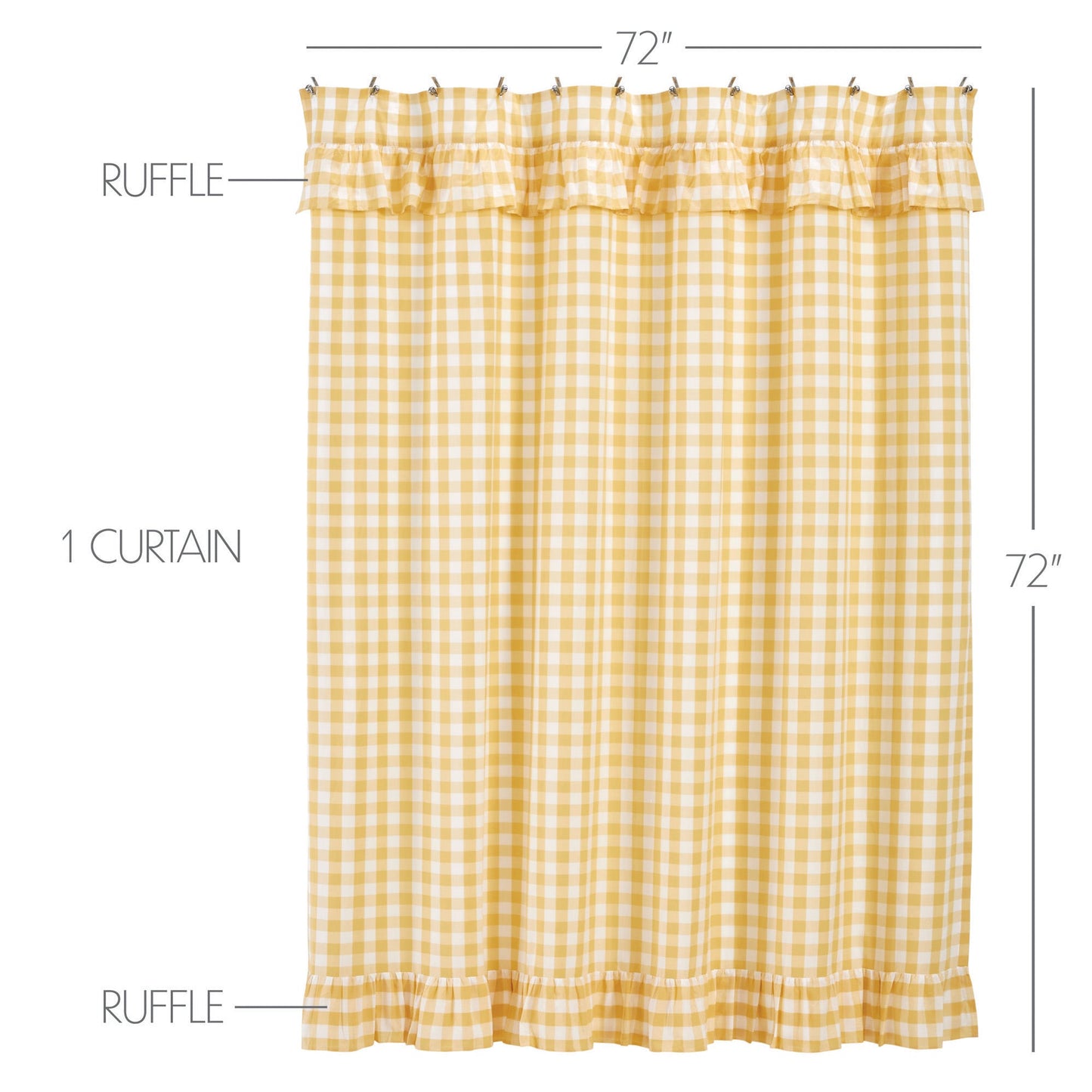 Annie Buffalo Yellow Check Ruffled Shower Curtain 72x72