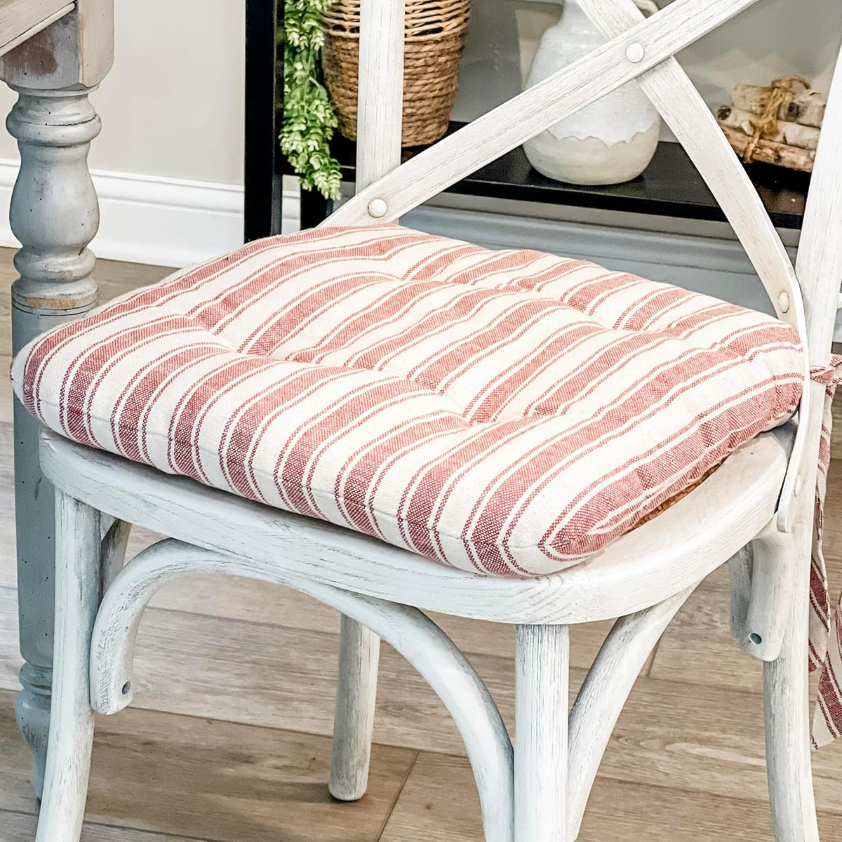 Market Place Red Ticking Stripe Chair Pad