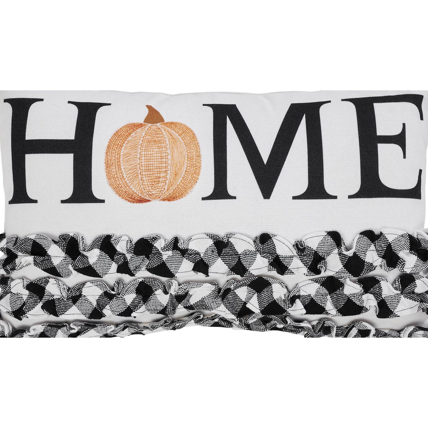 Annie Black Buffalo Check Pumpkin Ruffle Accent Pillow 14x22 Farmhouse Fall Home Decor