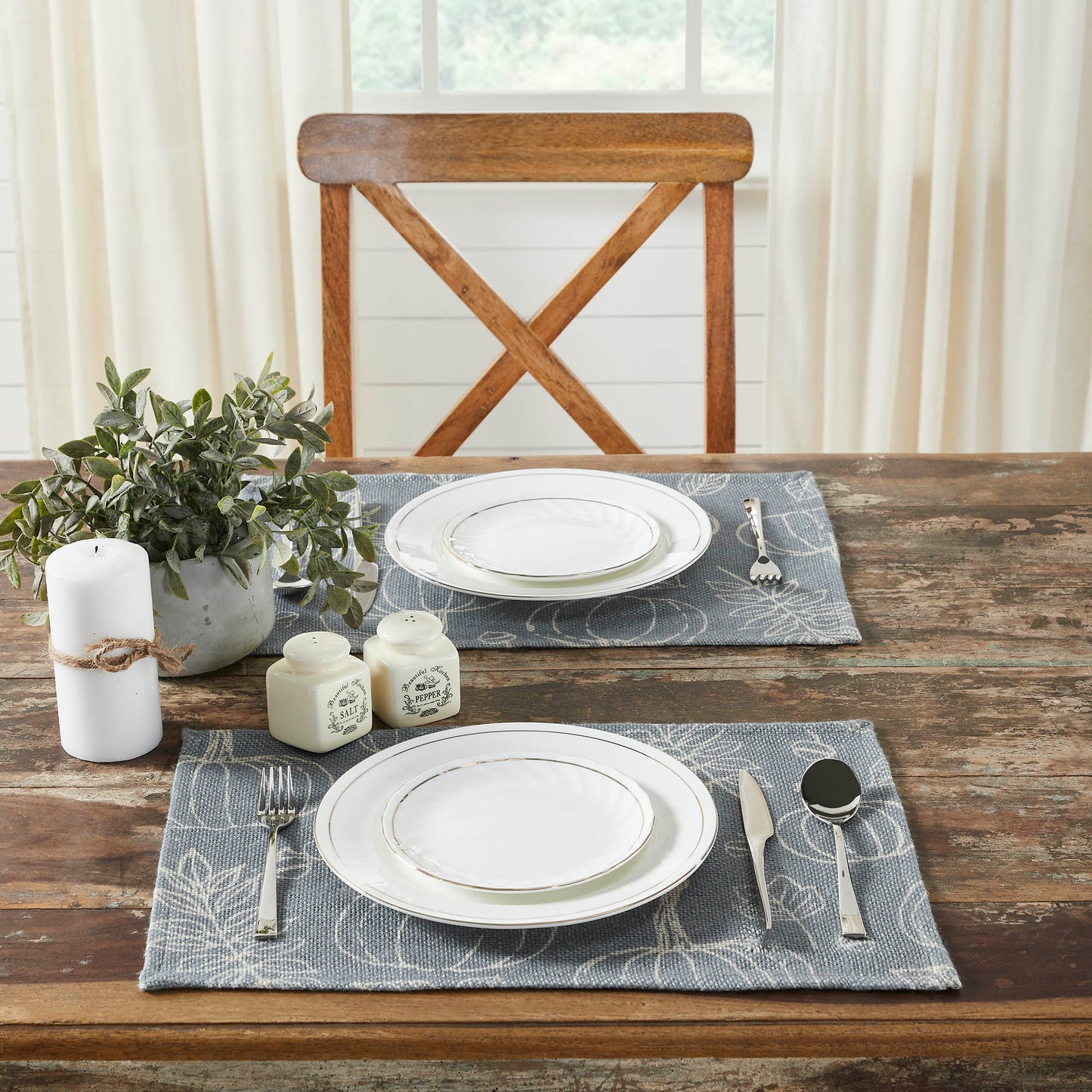 Farmhouse Fall Harvest Grey Cotton Pumpkin Silhouette Placemat Set of 2 ( inch) Autumn Thanksgiving Dining Table Decor