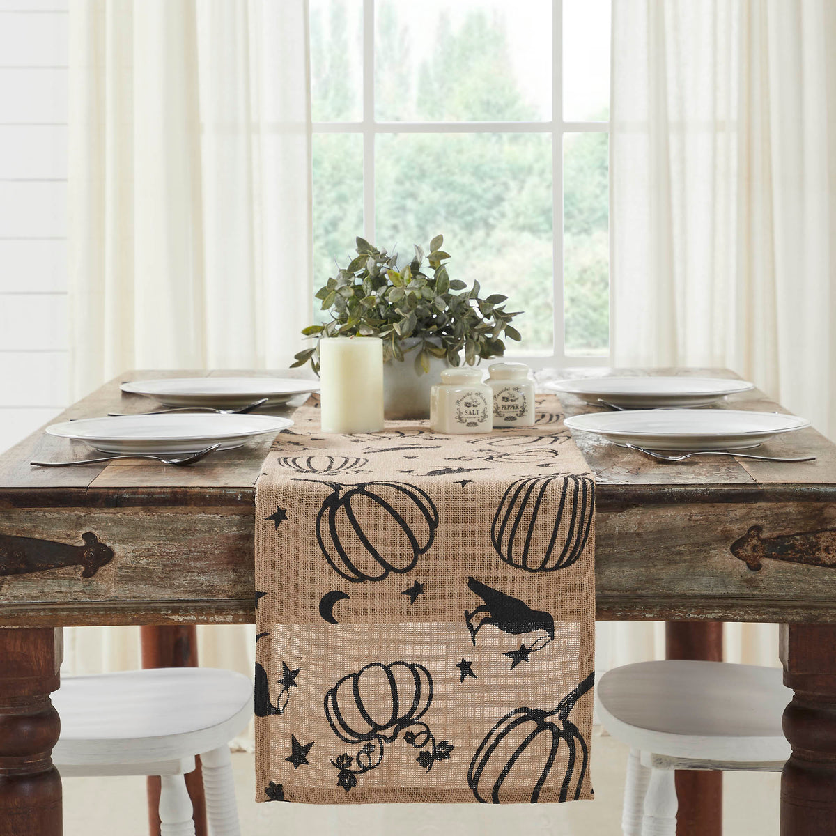 Raven Harvest Rustic Farmhouse Natural Burlap Jute Table Runner Woven Home Decor