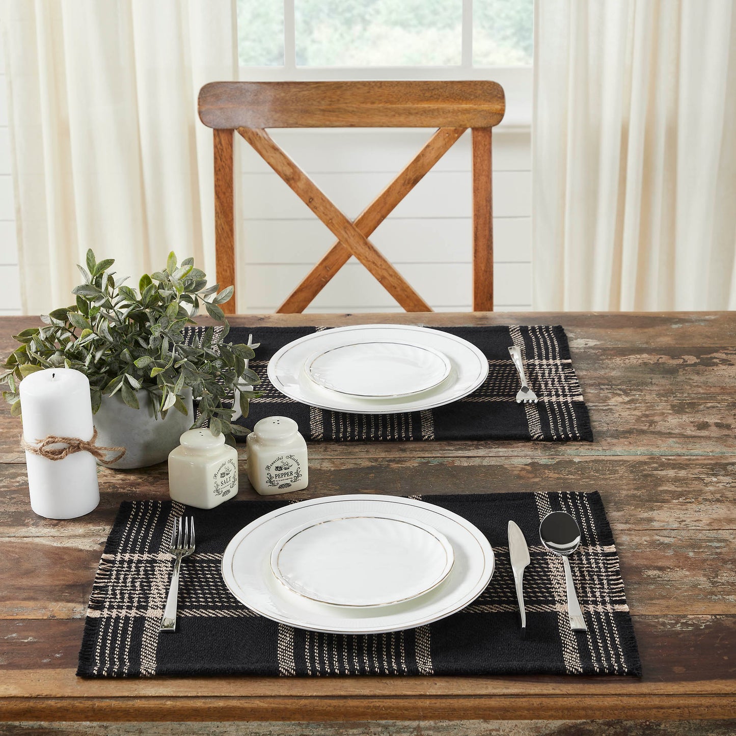 Eston Black Tan Plaid Placemat Set of 2