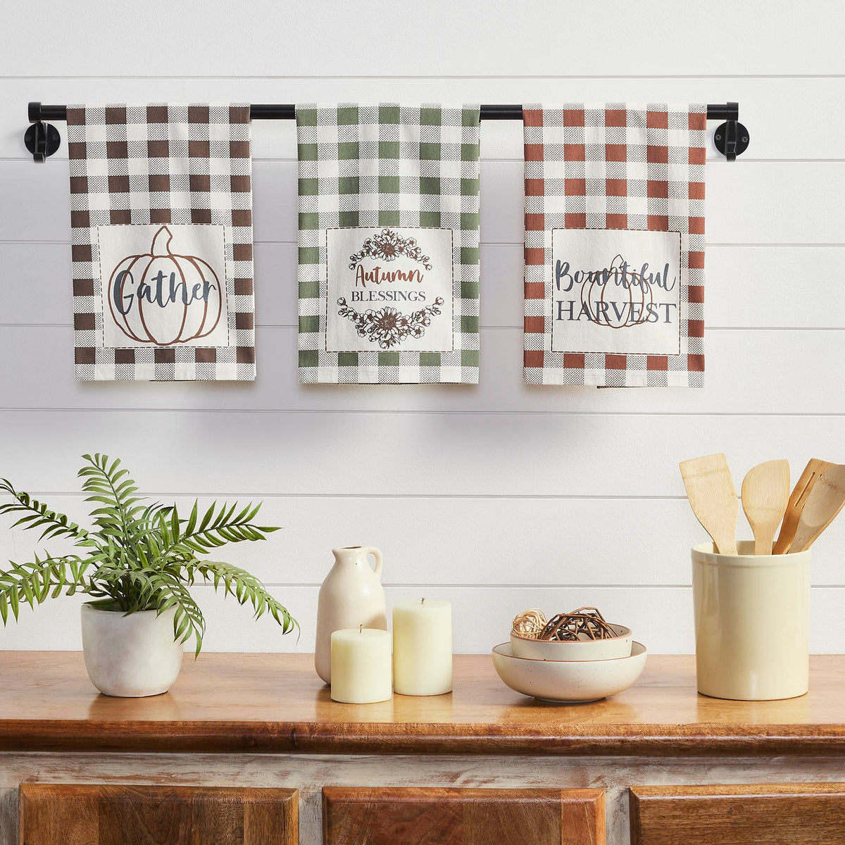 Bountifall Fall Harvest Kitchen Tea Towels Set of 3 ( Inch) Autumn Decorative Dish Towels