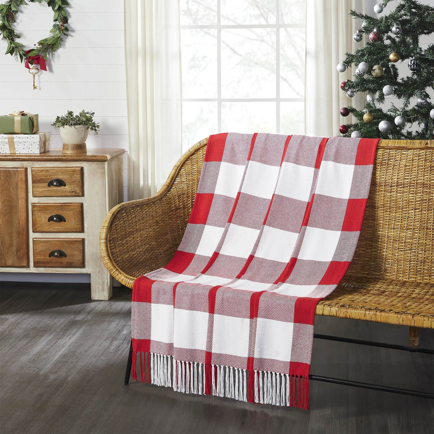 Annie Red Check Woven Throw
