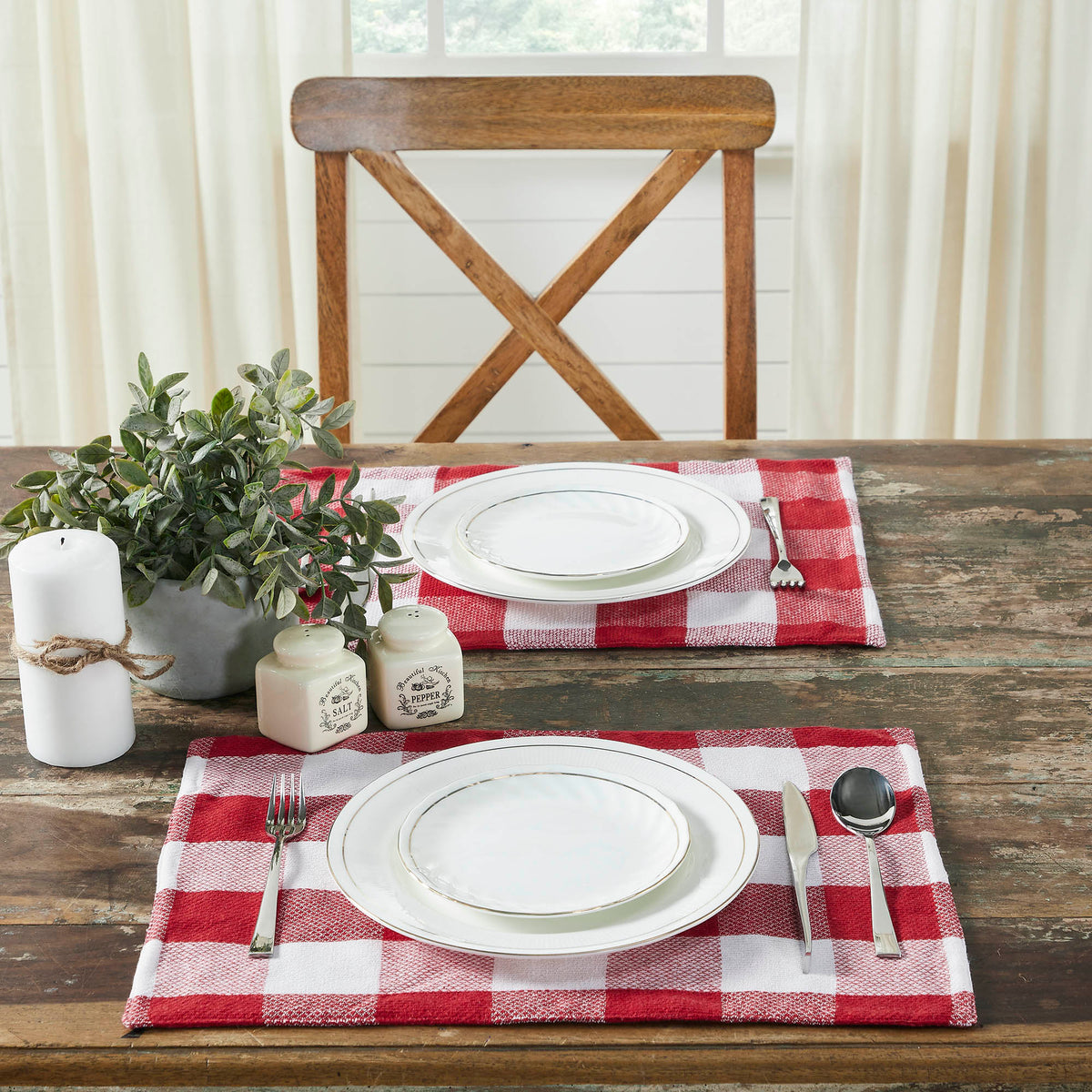 Annie Red Check Placemat Set of 2