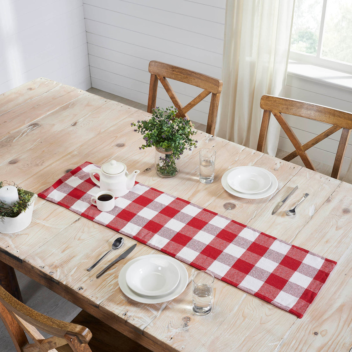 Annie Red Check Runner 12x48