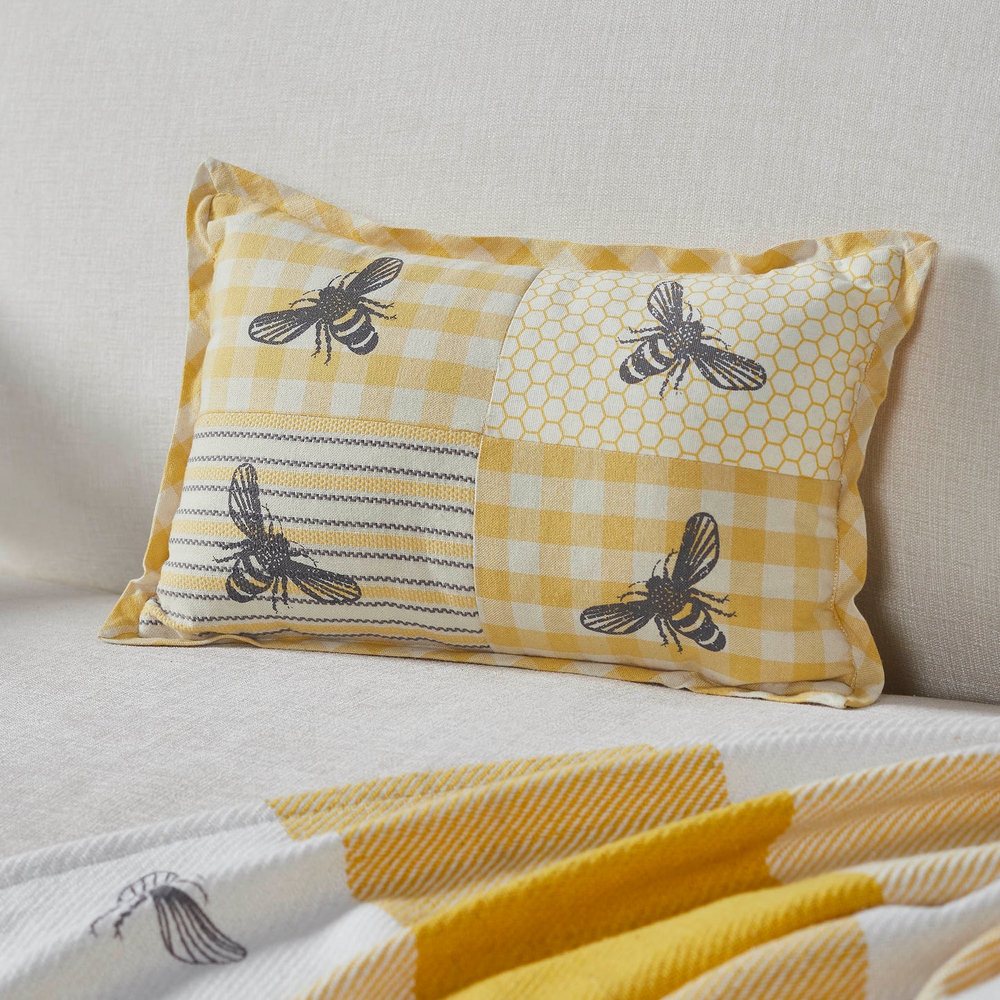 Buzzy Bees Patchwork Bee Pillow
