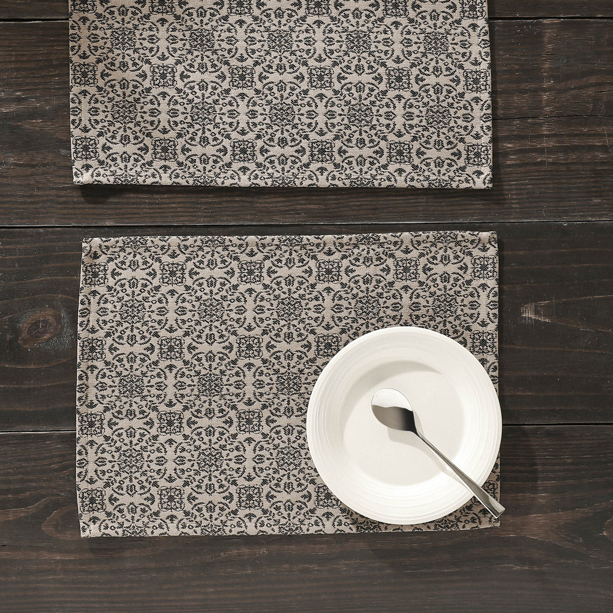 Custom House Black Tan Jacquard Placemat Set of 2