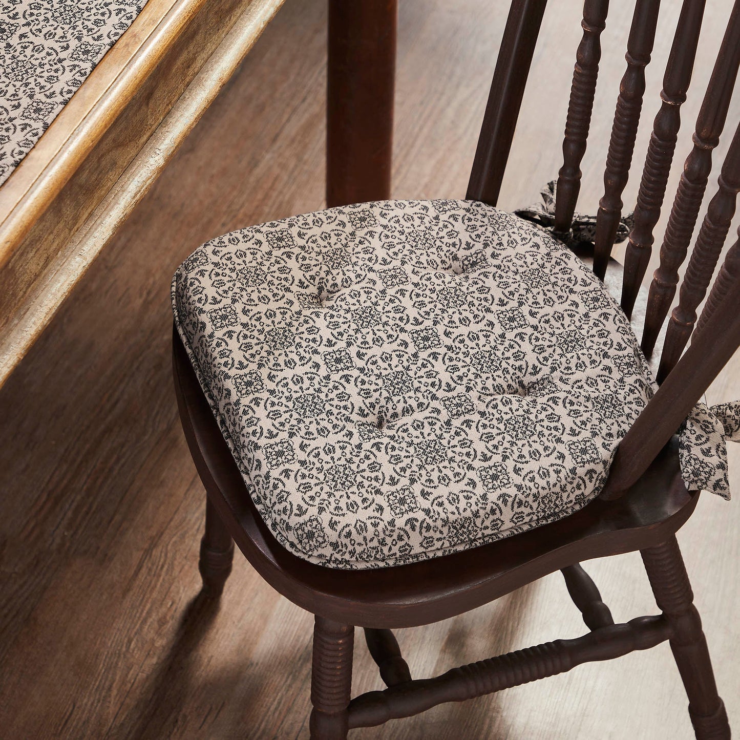 Custom House Black Natural Jacquard Chair Pad