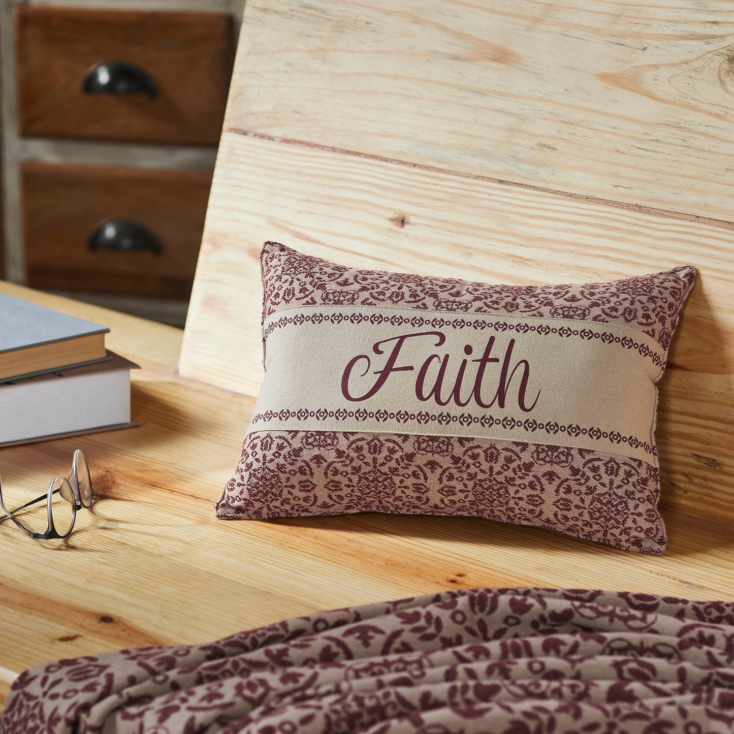Custom House Burgundy Tan Jacquard Faith Pillow