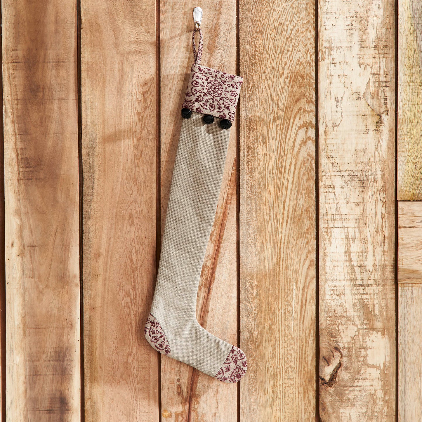 Custom House Burgundy Tan Jacquard Prim Stocking