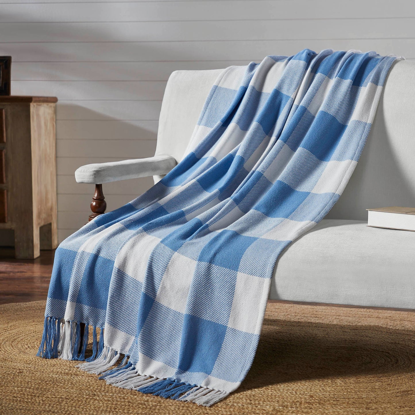 Annie Buffalo Check Blue Woven Throw