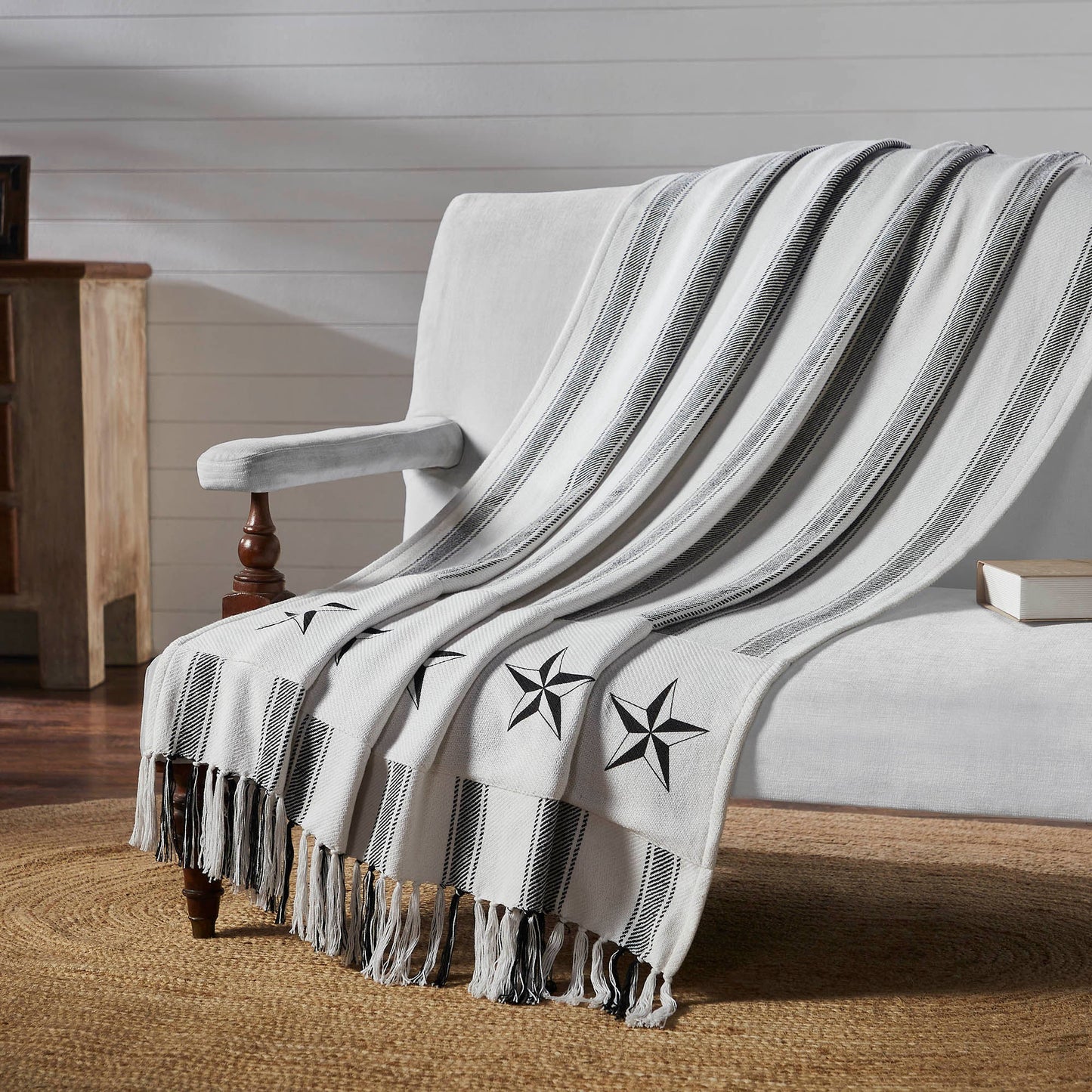 Sawyer Mill Black Ticking Stripe Woven Throw