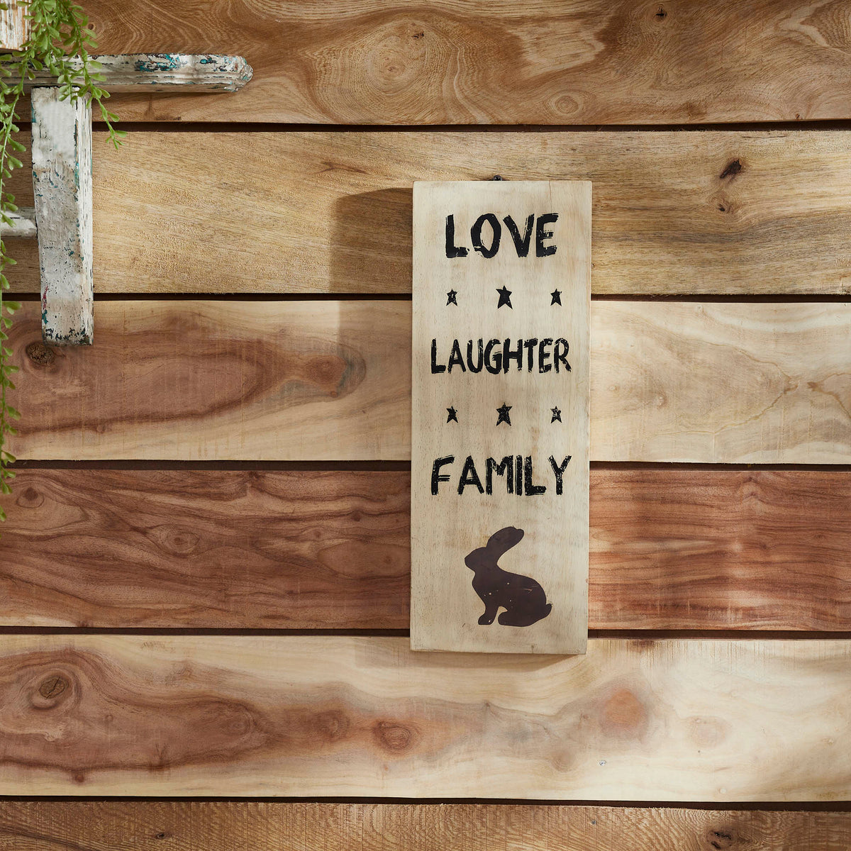 Love Laughter Family Wooden Sign