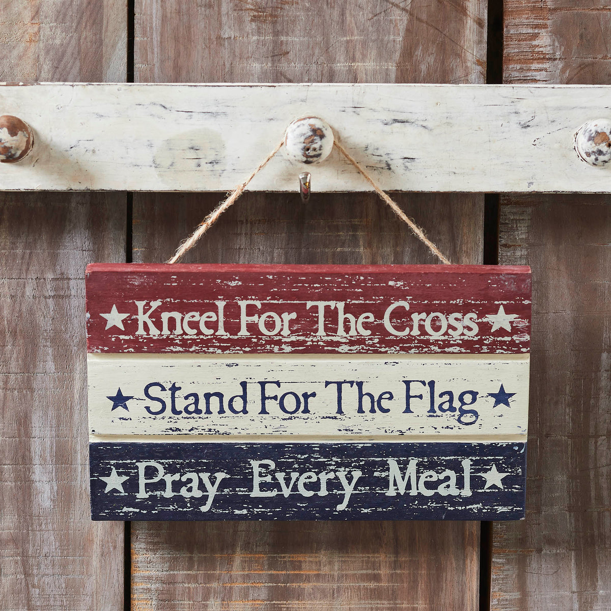 Kneel Stand Pray Wooden Sign