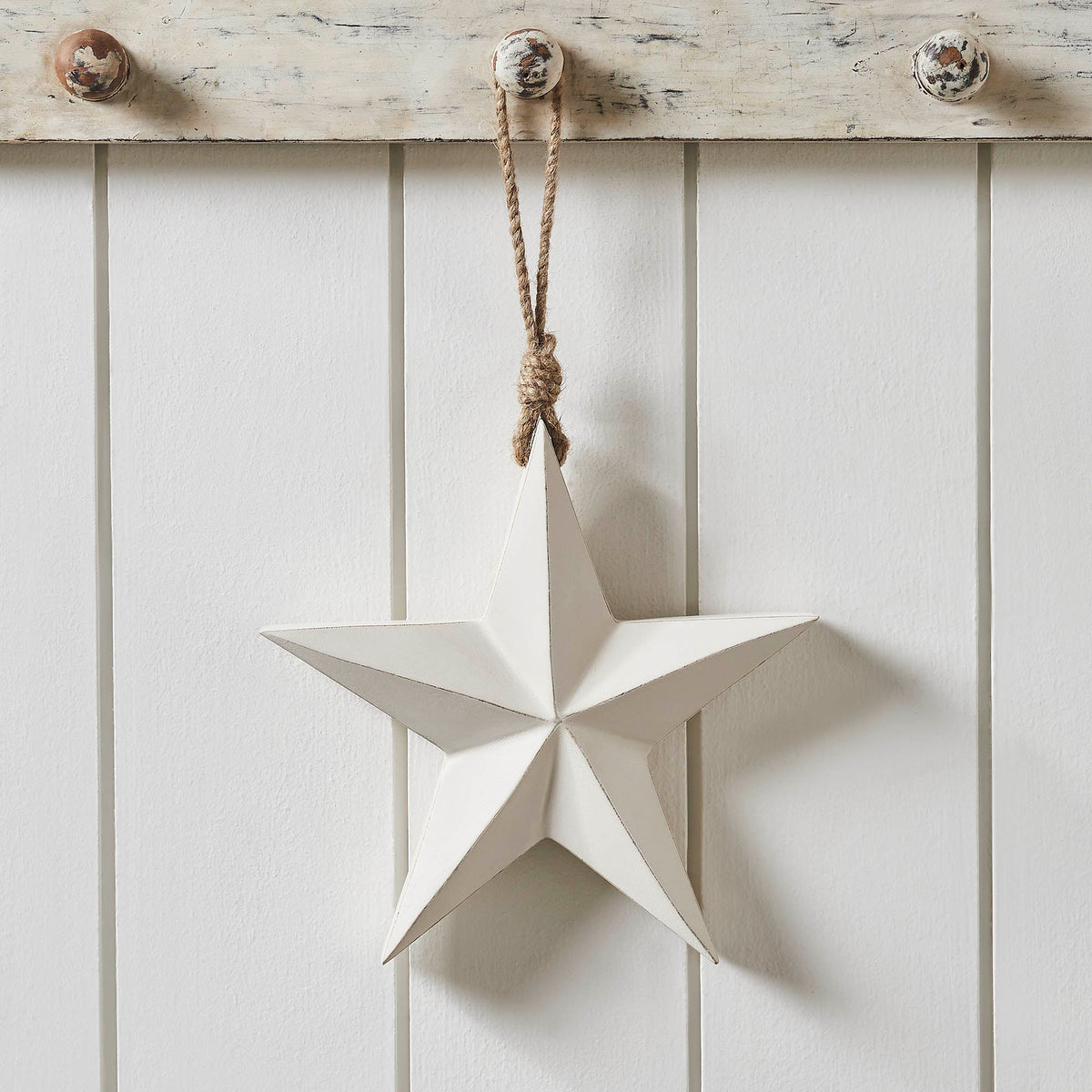 Wooden Star Ornament White