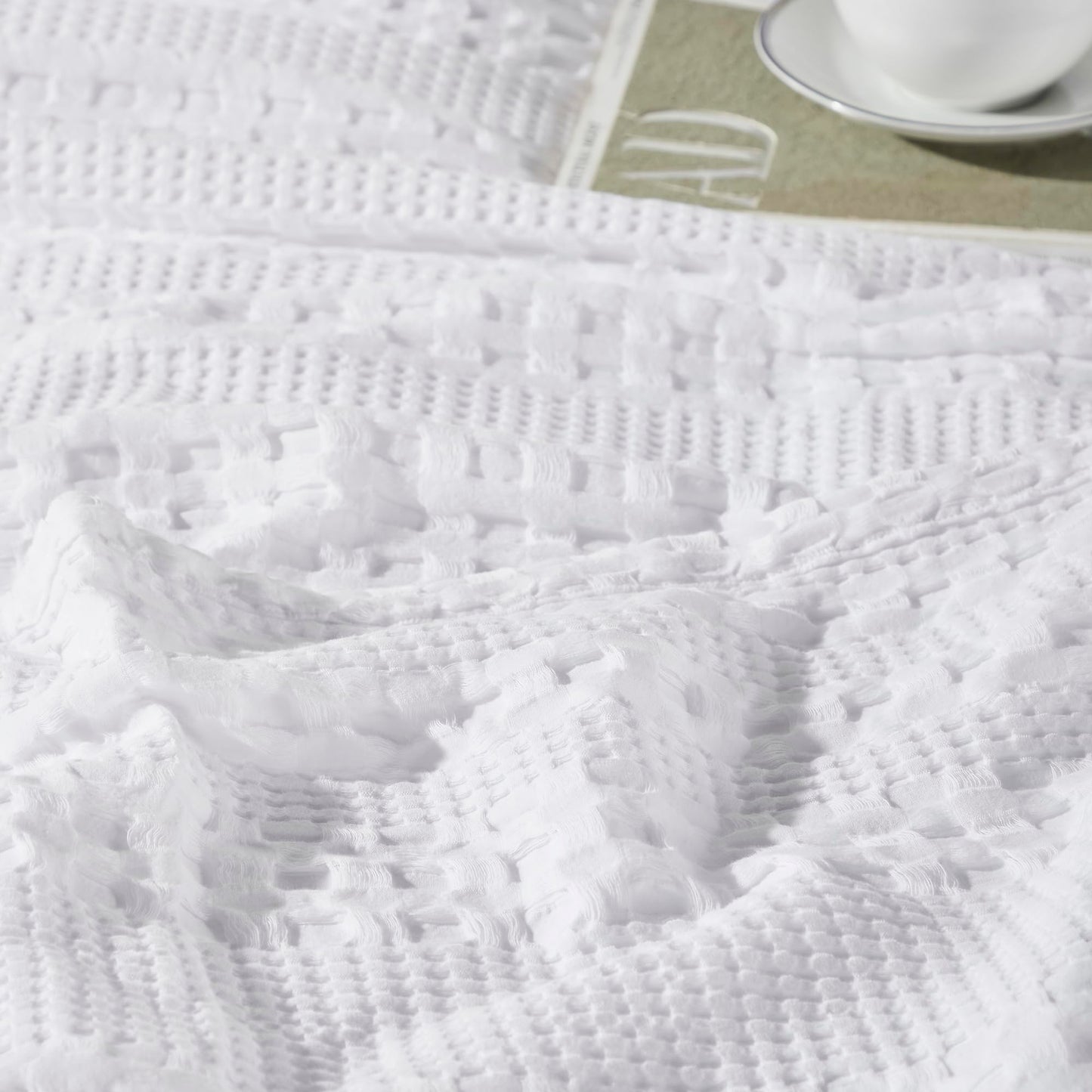 Waffle Weave White King Shams (Set of 2) - 20x36 Boho Farmhouse Decorative Pillow Covers for Bedroom Decor