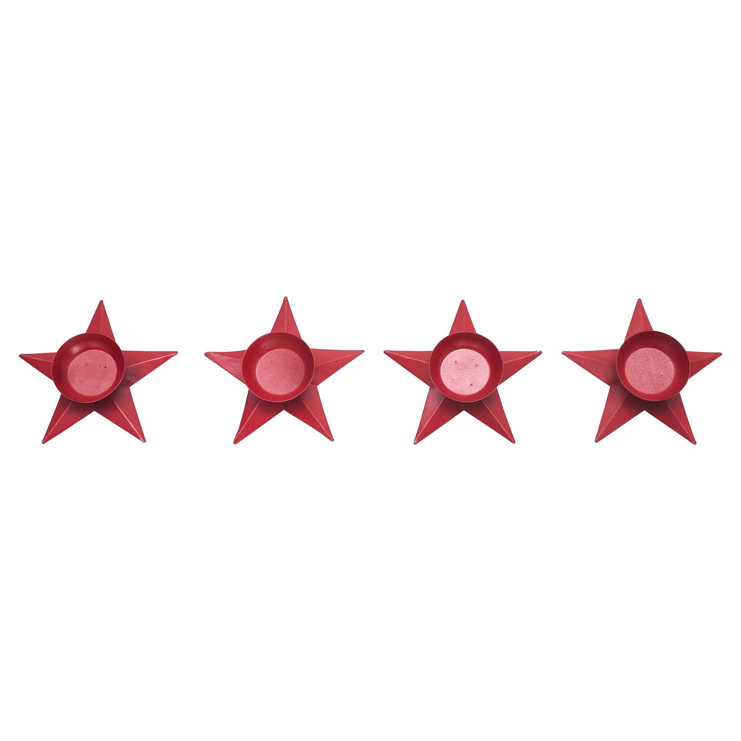 Tealight Holder Star Barn Red Set of 4 1.5x5x5