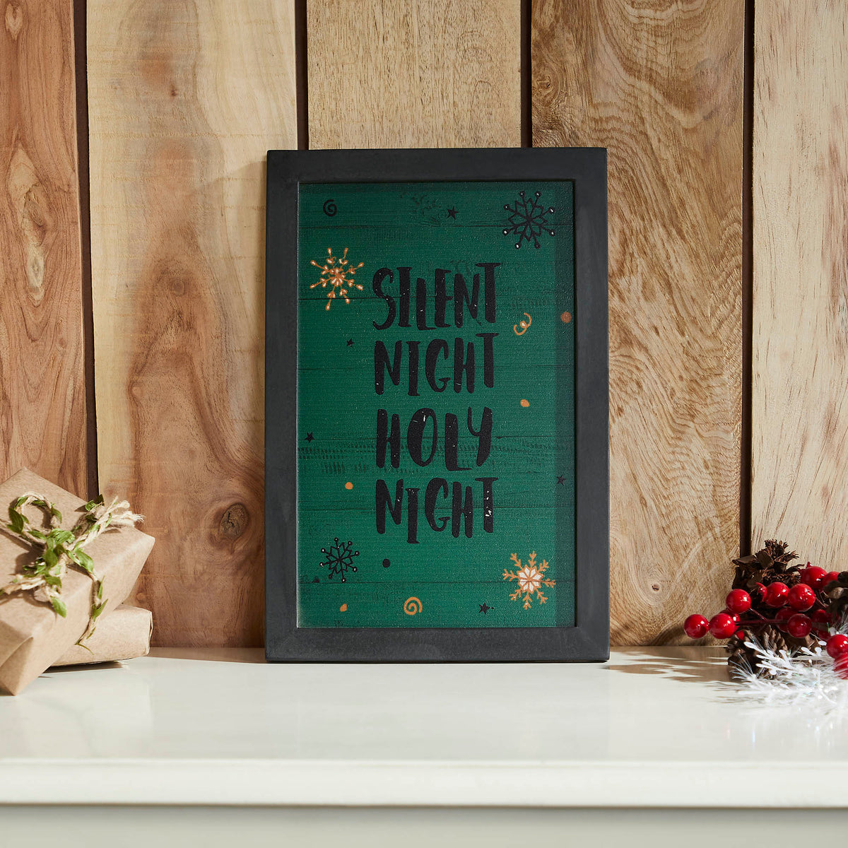 Silent Night Holy Night Framed Wall Hanging Sign