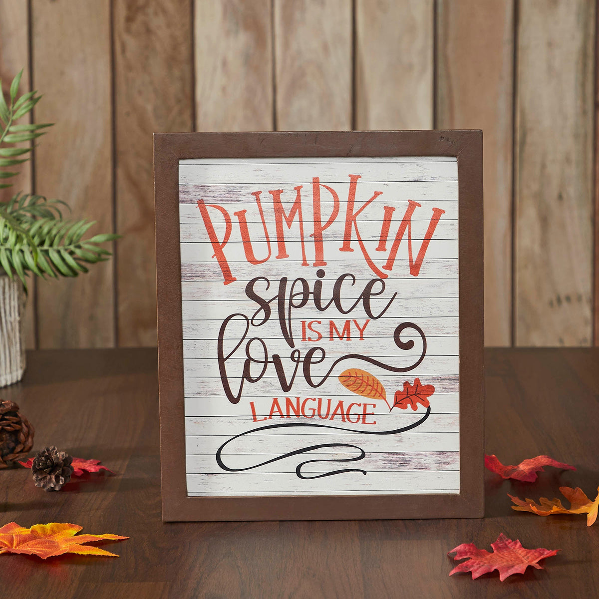 Farmhouse Shiplap Wood Wall Sign Pumpkin Spice Is My Language Autumn Fall Decor Plaque Rustic Home Accent Art