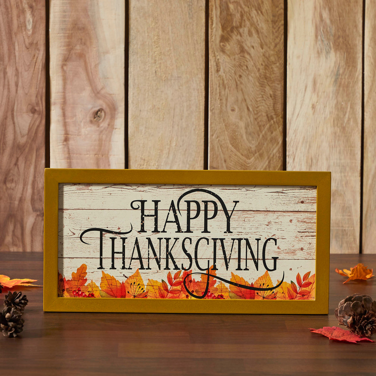 Shiplap Rustic Thanksgiving Wall Sign, Fall Autumn Leaves Farmhouse Home Decor Plaque