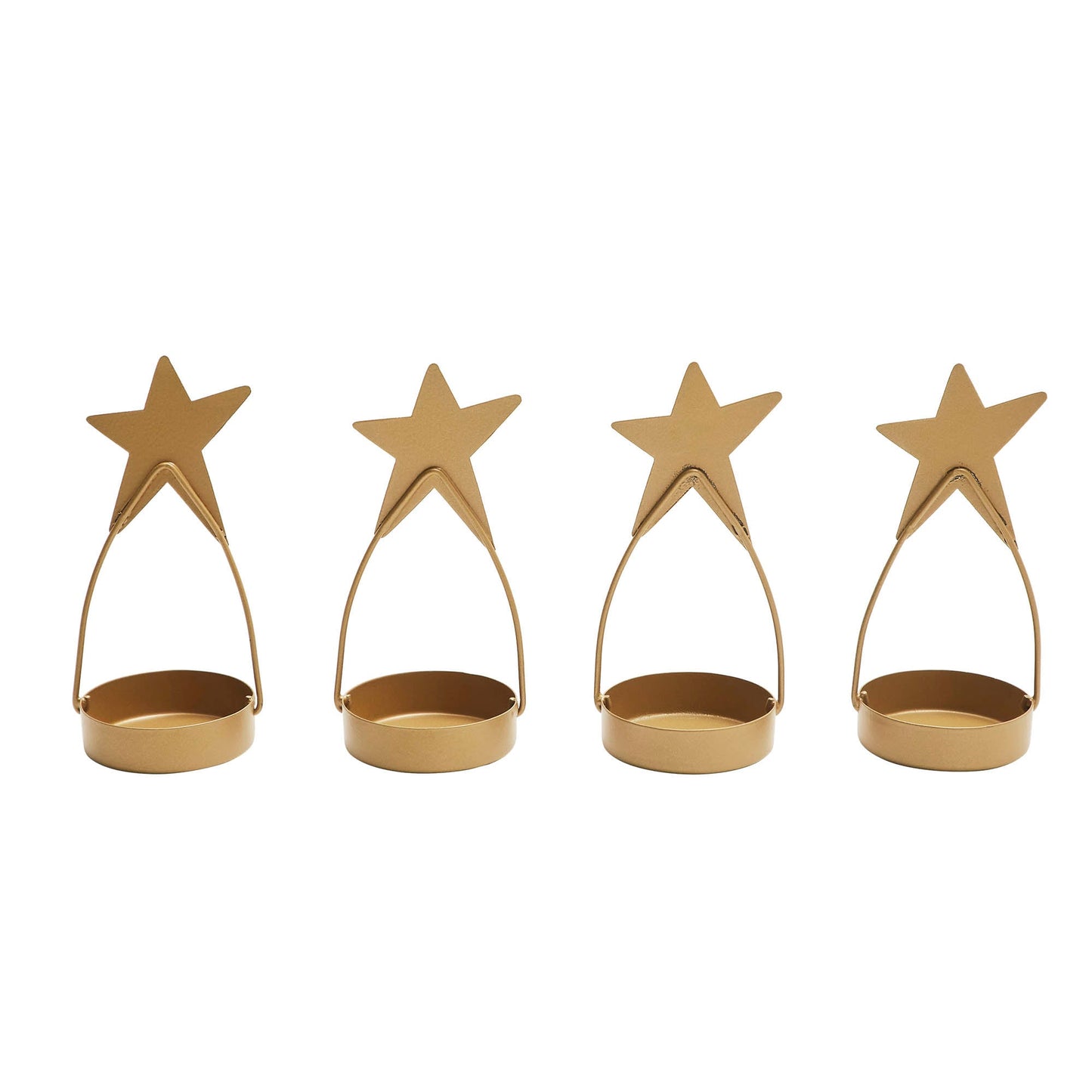 Star Tealight Holder Gold Set of 4 4x1.75x1.75